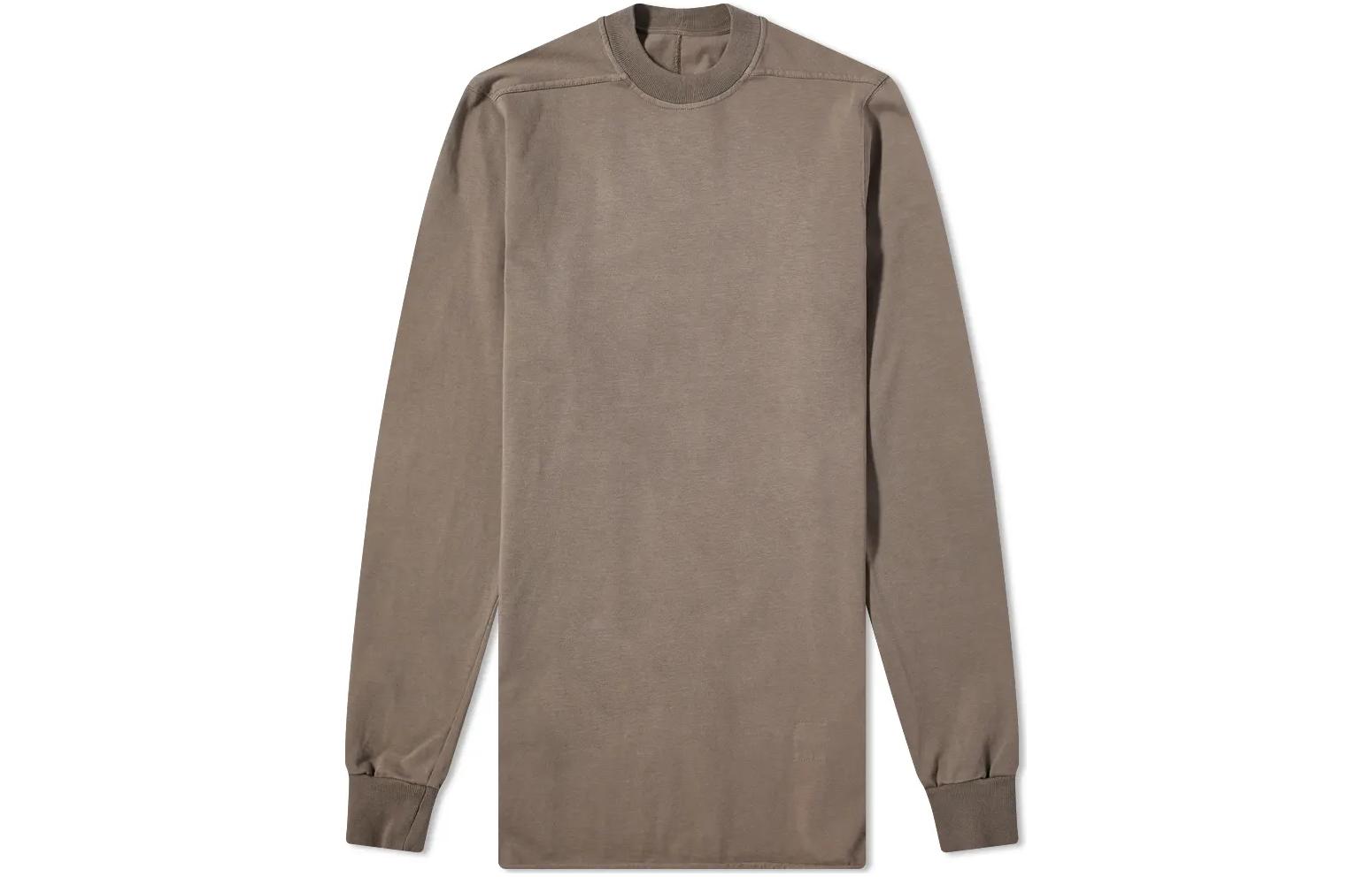 Rick Owens FW22 Solid Ribbed Crewneck Pullover Sweatshirt Men’s Light Brown DU01B7287RIG-34