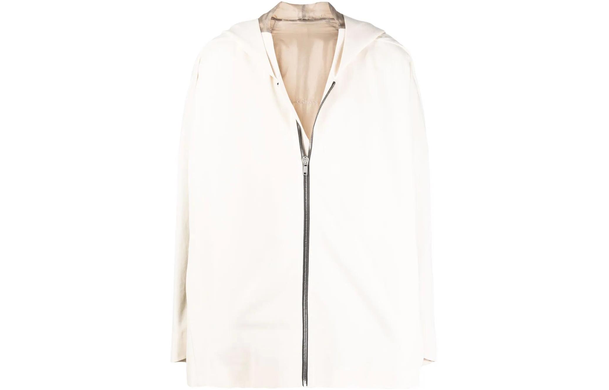Rick Owens FW22 White Oversized Zip-Up Hoodie Jacket RU01B1794HD2134