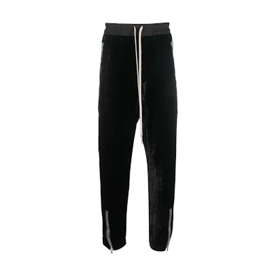 Rick Owens FW22 Zipper Slim-Fit Straight Jogger Pants Black Mens RU02B2370V09