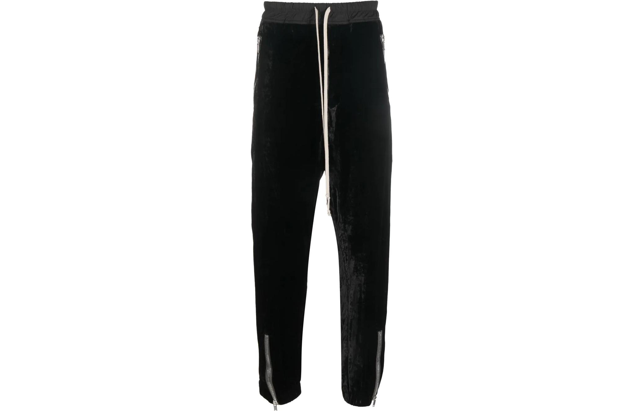 Order Rick Owens FW22 Seluar Jogger Slim-Fit Zip Hitam Lelaki RU02B2370V09
