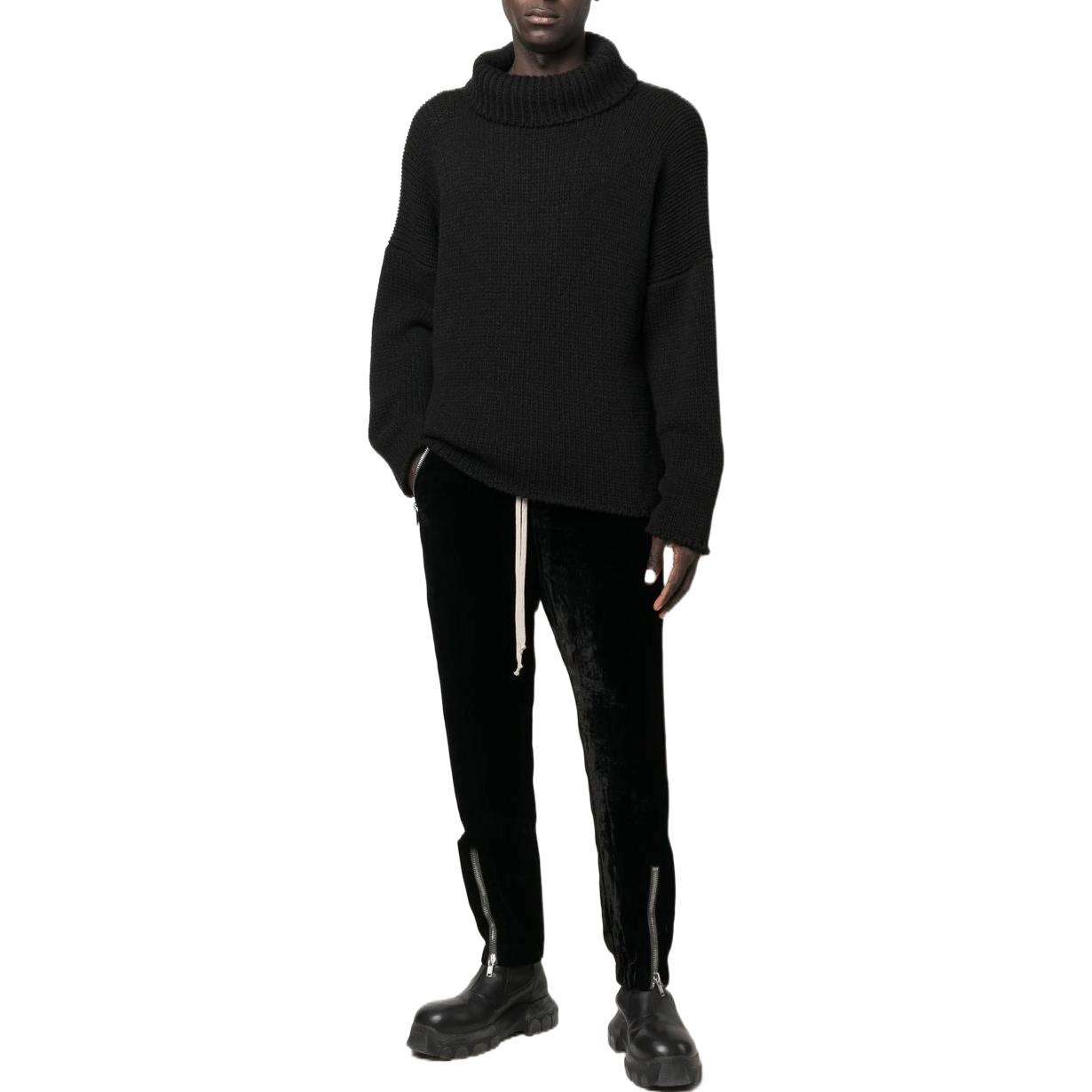 Lookbook Rick Owens FW22 Seluar Jogger Slim-Fit Zip Hitam Lelaki RU02B2370V09