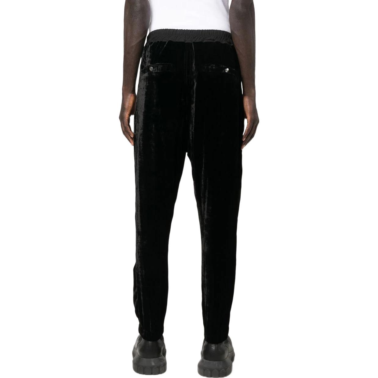 Shop Rick Owens FW22 Seluar Jogger Slim-Fit Zip Hitam Lelaki RU02B2370V09