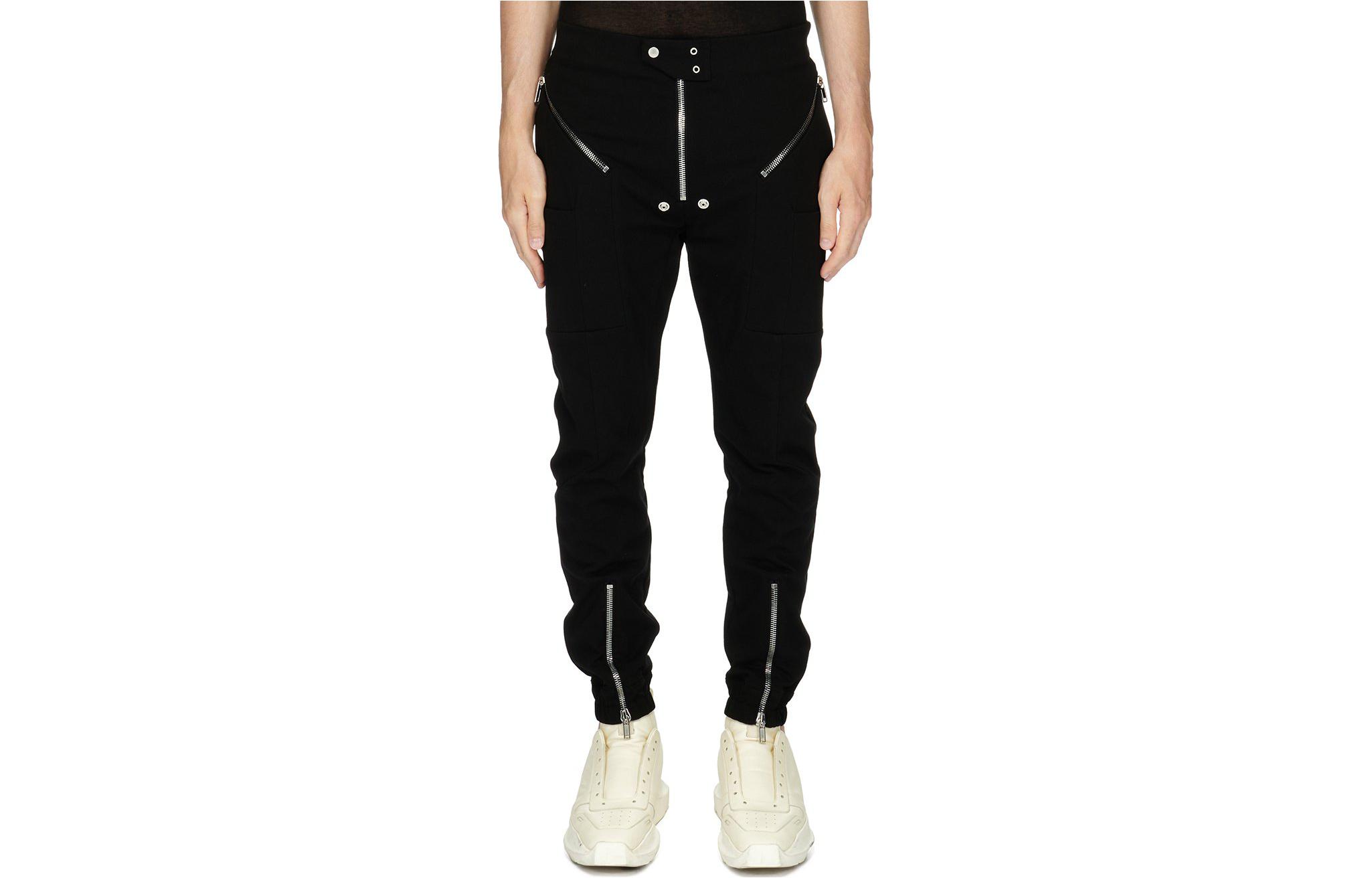 RICK OWENS FW23  Black Zipper Solid Color Cargo Pants. RU02C7336BA-09