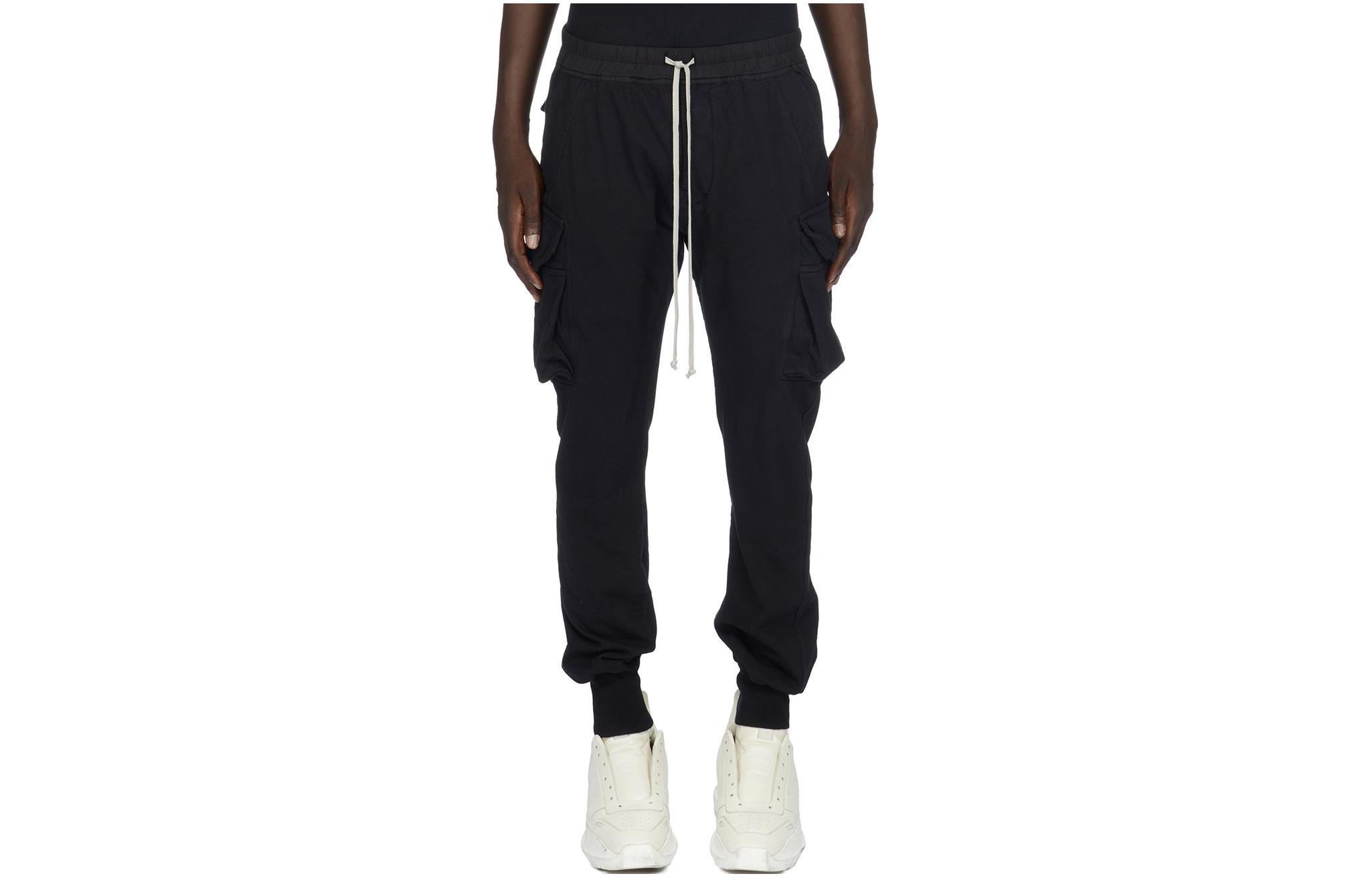 RICK OWENS FW23  Slim Fit Elastic Waist Black Cargo Pants DU02C5386RIG-09