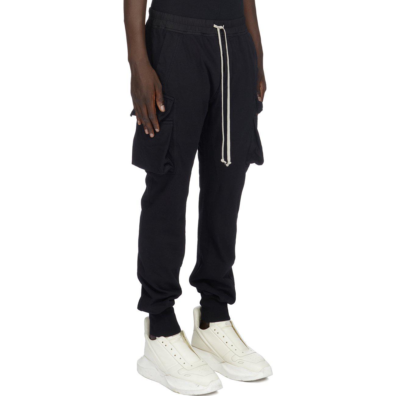 Shop RICK OWENS FW23  Slim Fit Elastic Waist Black Cargo Pants DU02C5386RIG-09