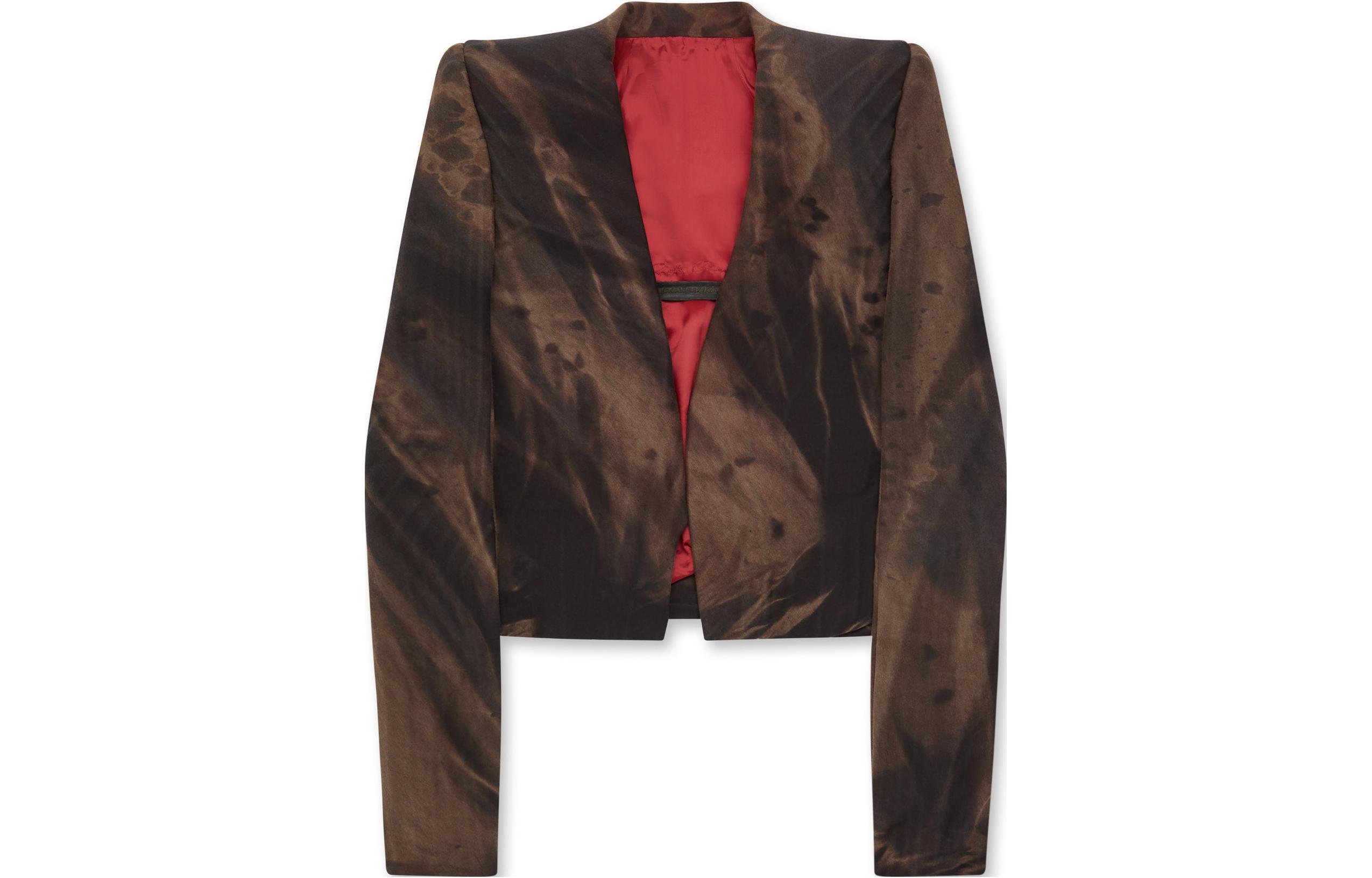 Rick Owens FW23 Brown Embroidered Exaggerated Shoulder Short Woven Jacket Unisex 11000000364911