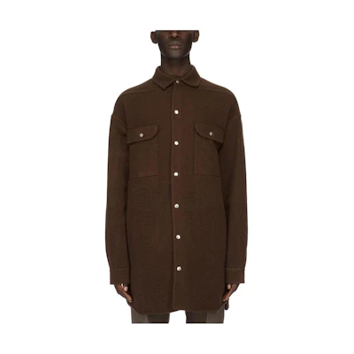Rick Owens FW23 Brown Loose Fit Button-Up Long Sleeve Jacket for Men RU02C7728DD-04
