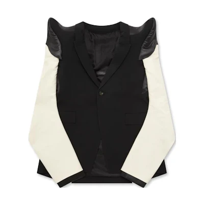 Rick Owens FW23 Contrast Shoulder-Pad Button Slit Woven Jacket Unisex Black 11000000364924