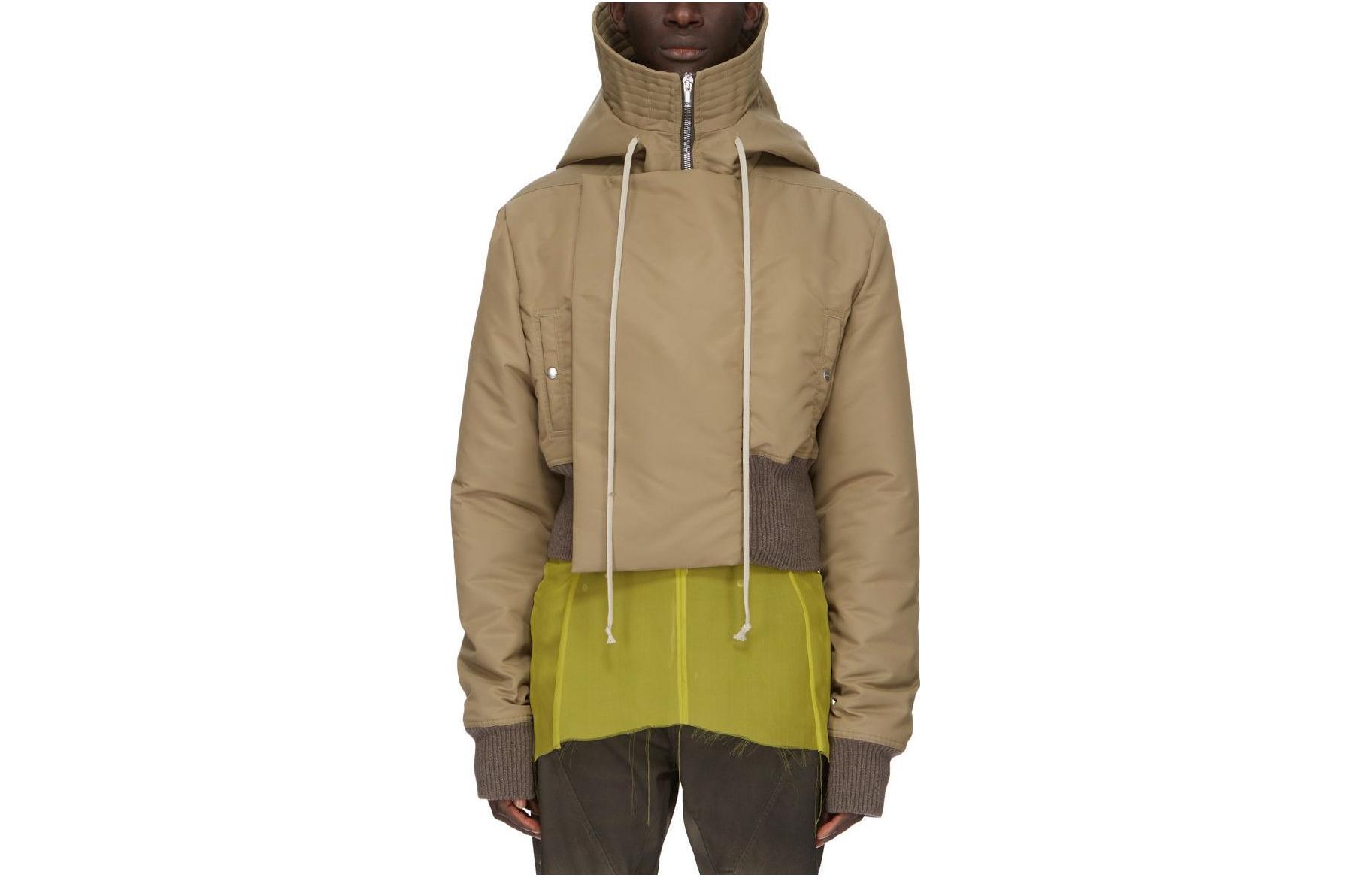 Rick Owens FW23 Contrast Zip Long-Sleeve Jacket Khaki RR02C7713BR-253409