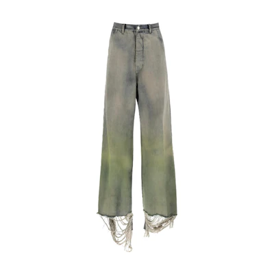 RICK OWENS FW23 Gradient Wide-Leg Casual Jeans Khaki . RR02C7305DADFR08-32D