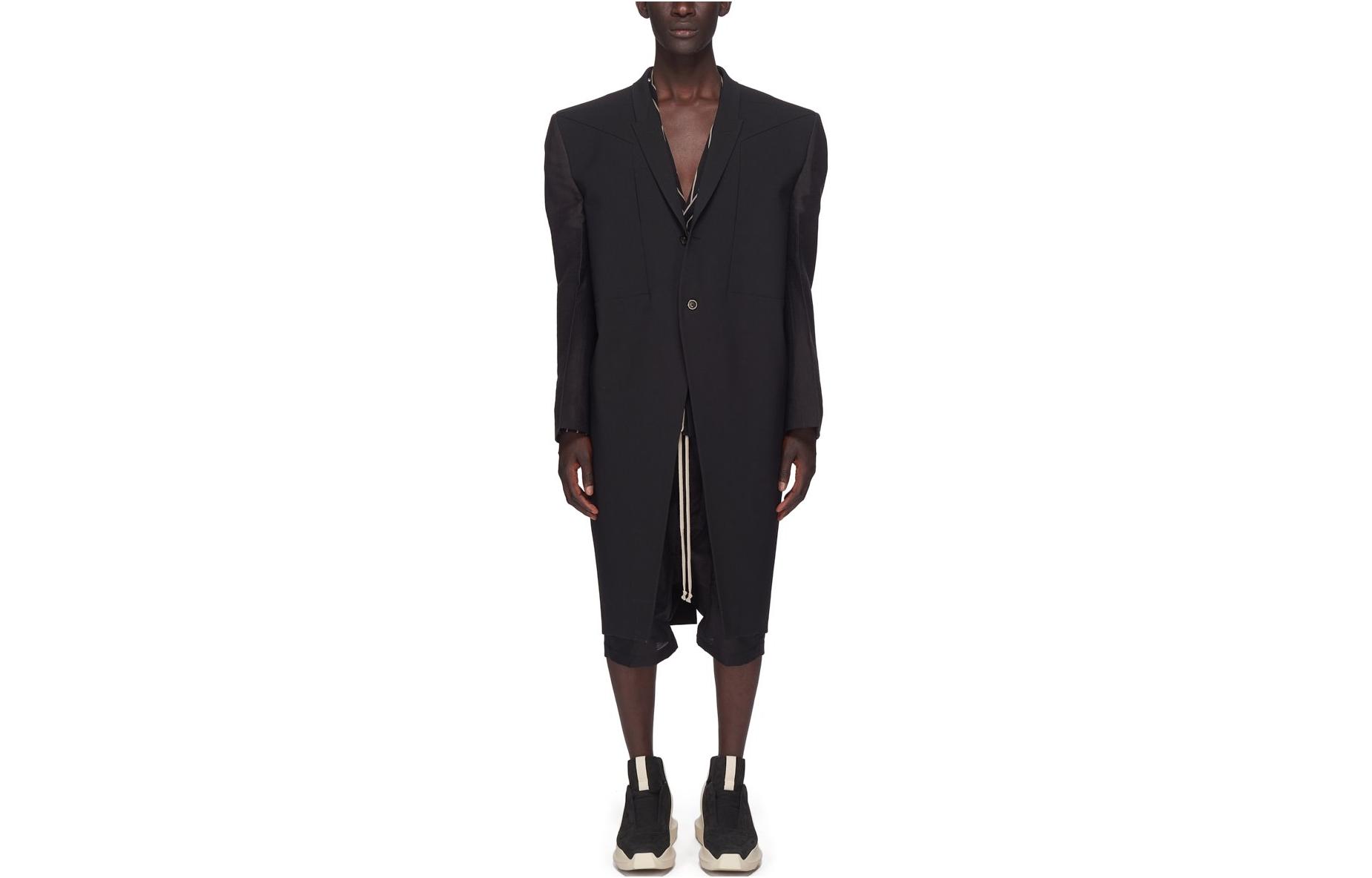 RICK OWENS FW23 Single Button Long Sleeve Coat Black  Jacket. RU01C4930ZLSN-09