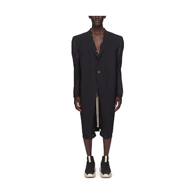 RICK OWENS FW23 Single Button Long Sleeve Coat Black Jacket. RU01C4930ZLSN-09