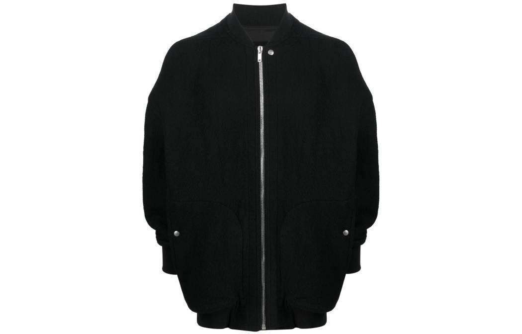 Rick Owens FW23 Solid Black High-Neck Long-Sleeve Jacket RU02C7795WFN09