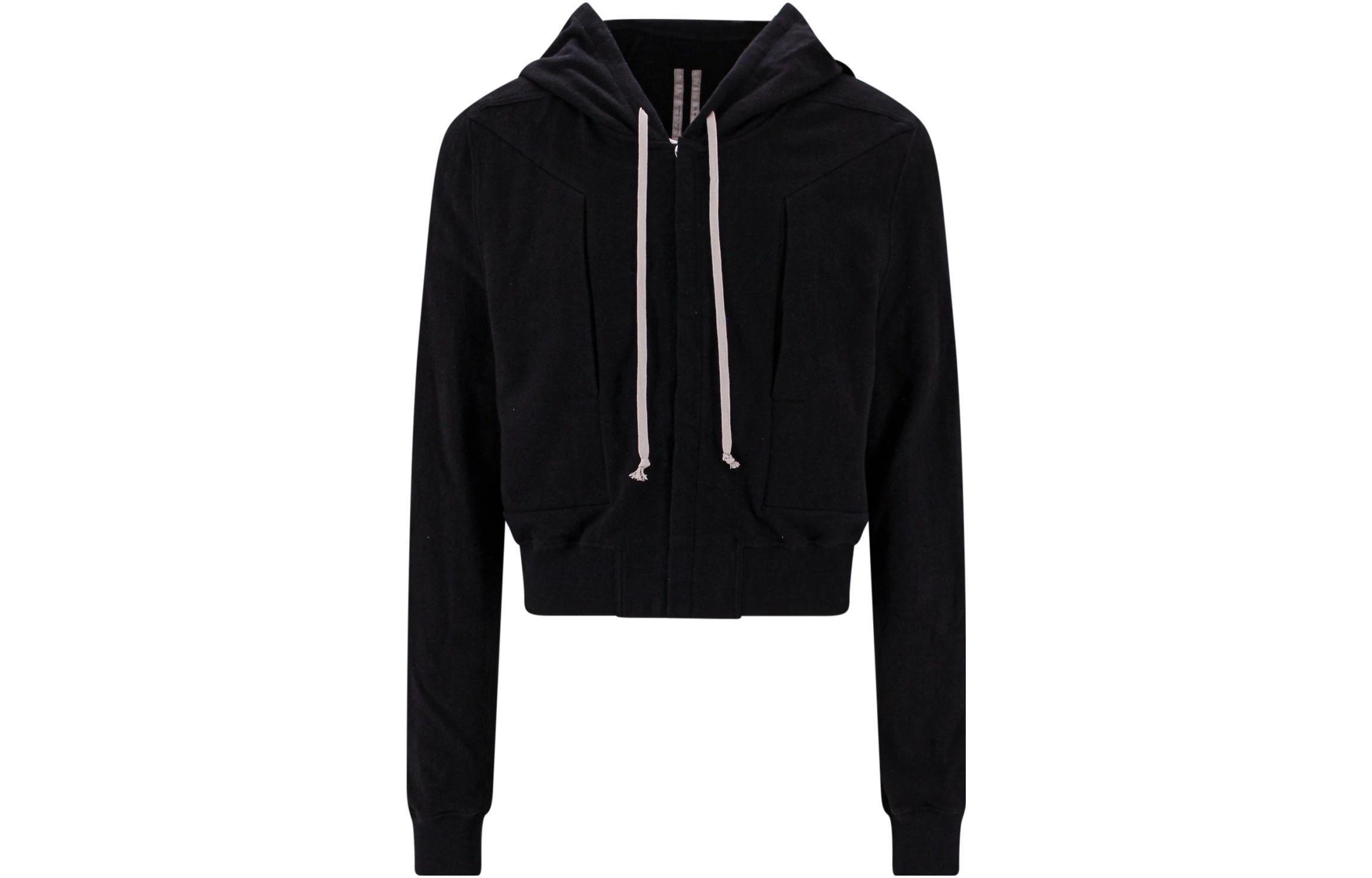 Rick Owens FW23 Solid Color Drawstring Hoodie Black RU02C7242BG09