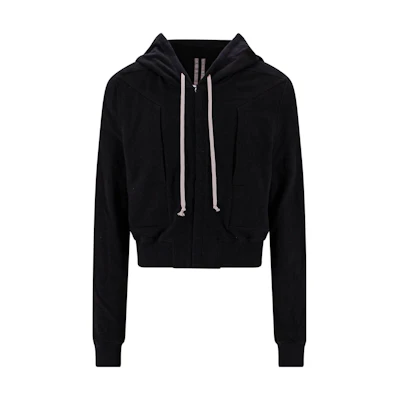 Rick Owens FW23 Solid Color Drawstring Hoodie Black RU02C7242BG09