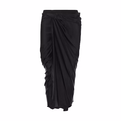 RICK OWENS FW23 Solid Color Pleated Midi Casual Skirt Black. RP02C1339O-09