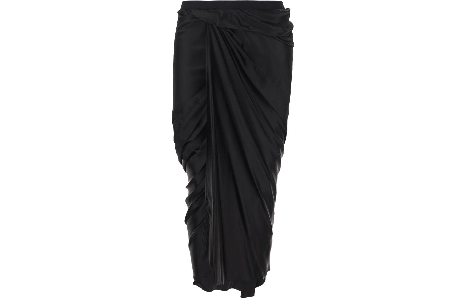 Order RICK OWENS FW23 Solid Color Pleated Midi Casual Skirt Black. RP02C1339O-09