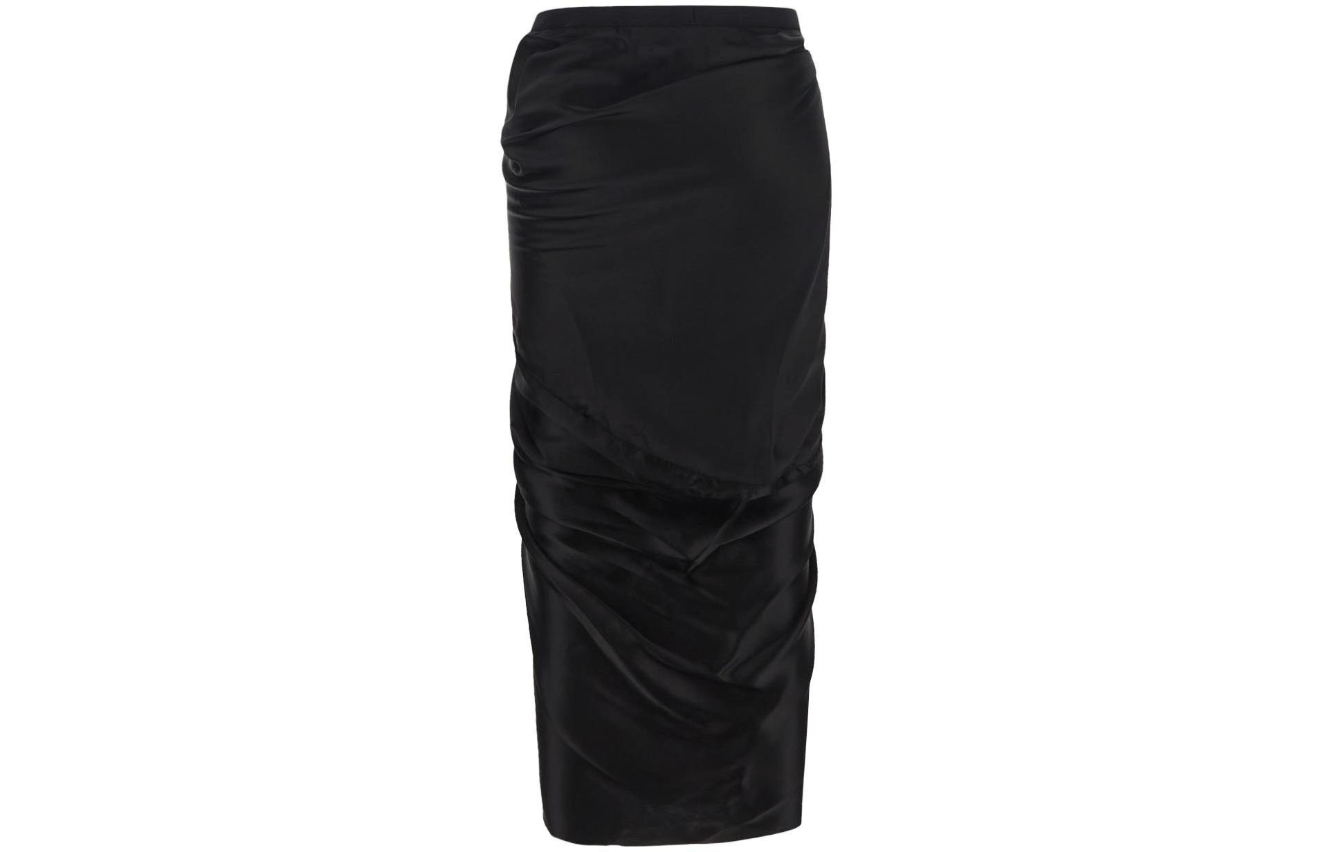 Lookbook RICK OWENS FW23 Solid Color Pleated Midi Casual Skirt Black. RP02C1339O-09