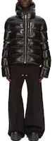 Shop RICK OWENS FW24 黑色絎縫羅紋羽絨連帽外套 RU02D6722NLD4-09