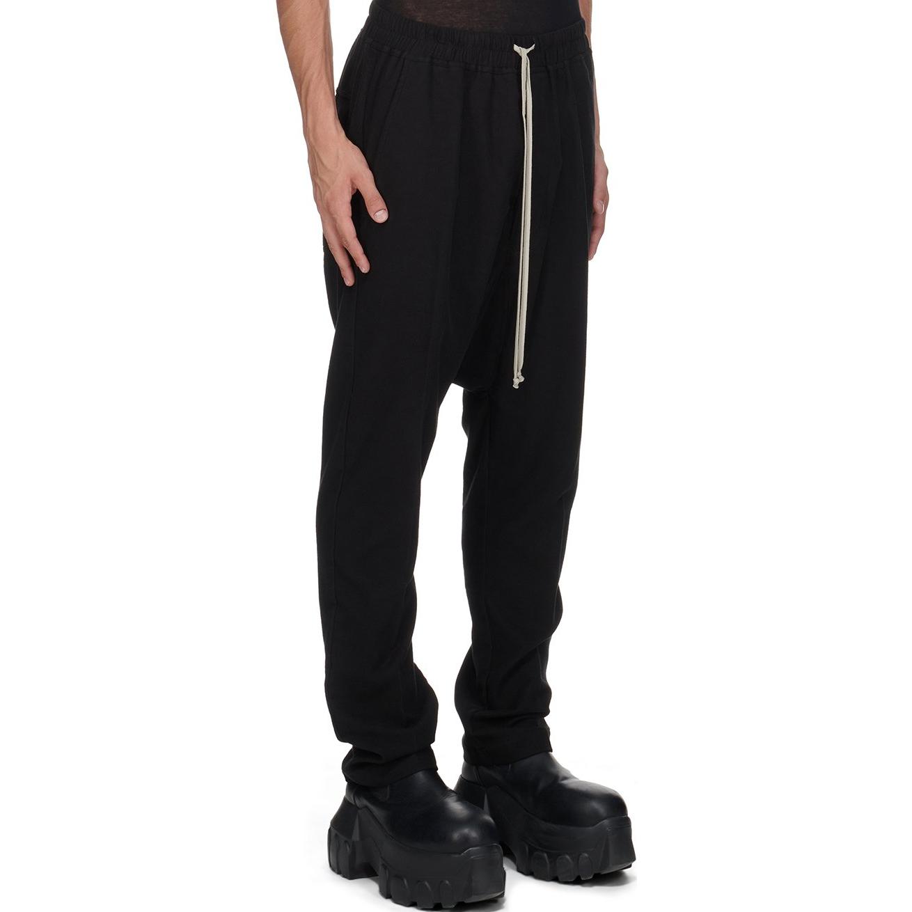 Purchase Rick Owens FW24 黑色鬆緊腰褶裥翻蓋口袋休閒長褲 男款 RU02D6380FL-09