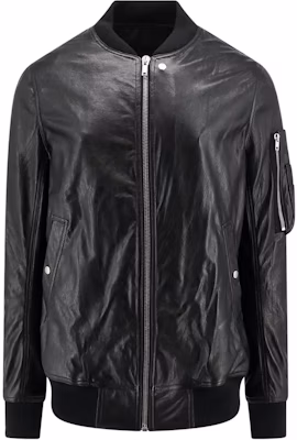 Rick Owens FW24 Black Lambskin Leather Bomber Jacket for Men RU02D6789LBW-09 Buy Rick Owens FW24 Black Lambskin Leather Bomber Jacket for Men RU02D6789LBW-09