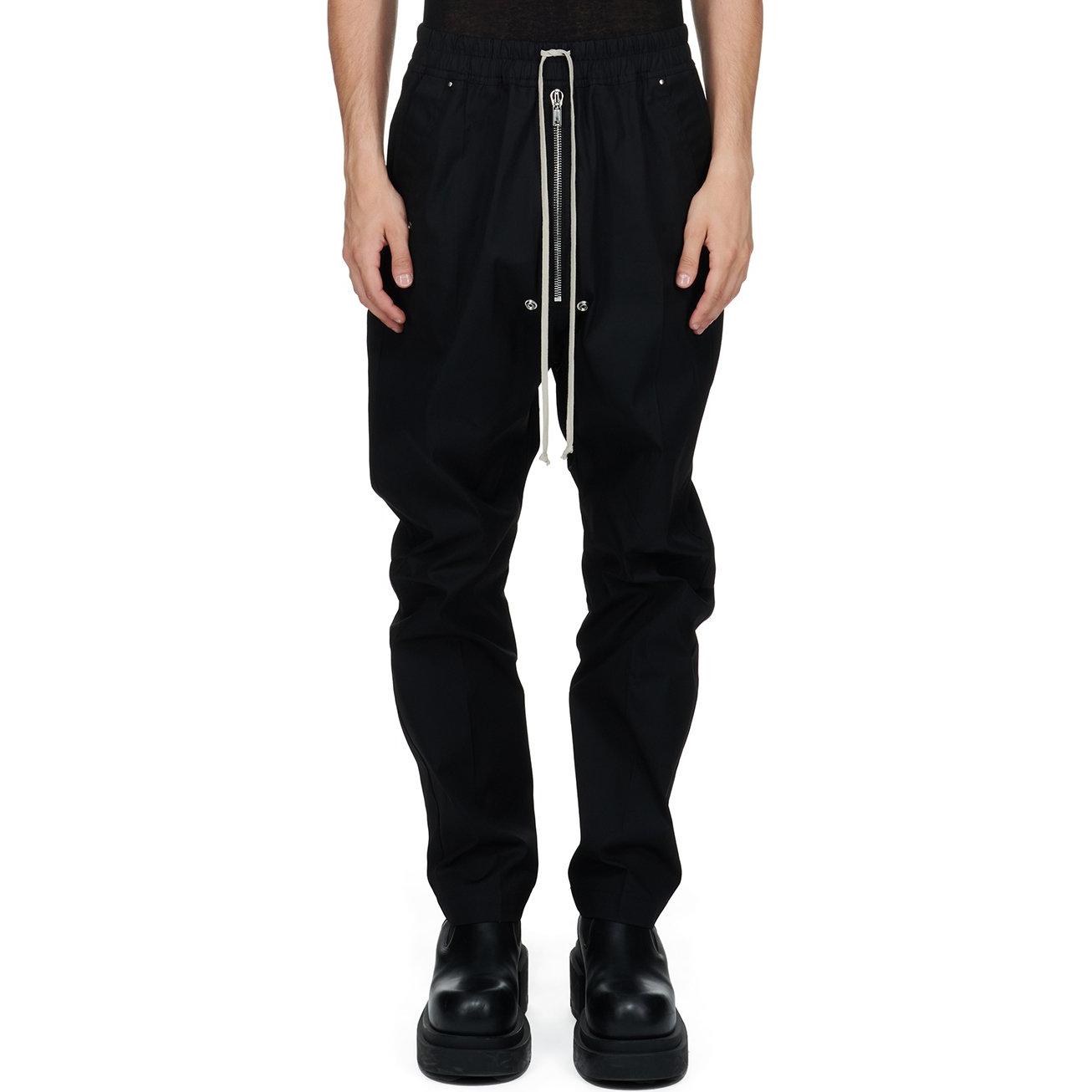 Rick Owens FW24 Black Relaxed Fit Elastic Waist Casual Pants Mens. RU02D6361TE-09