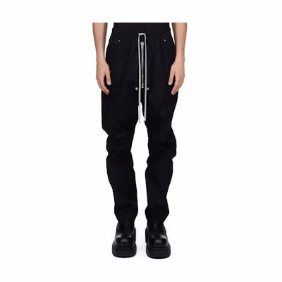 Rick Owens FW24 Black Relaxed Fit Elastic Waist Casual Pants Mens. RU02D6361TE-09