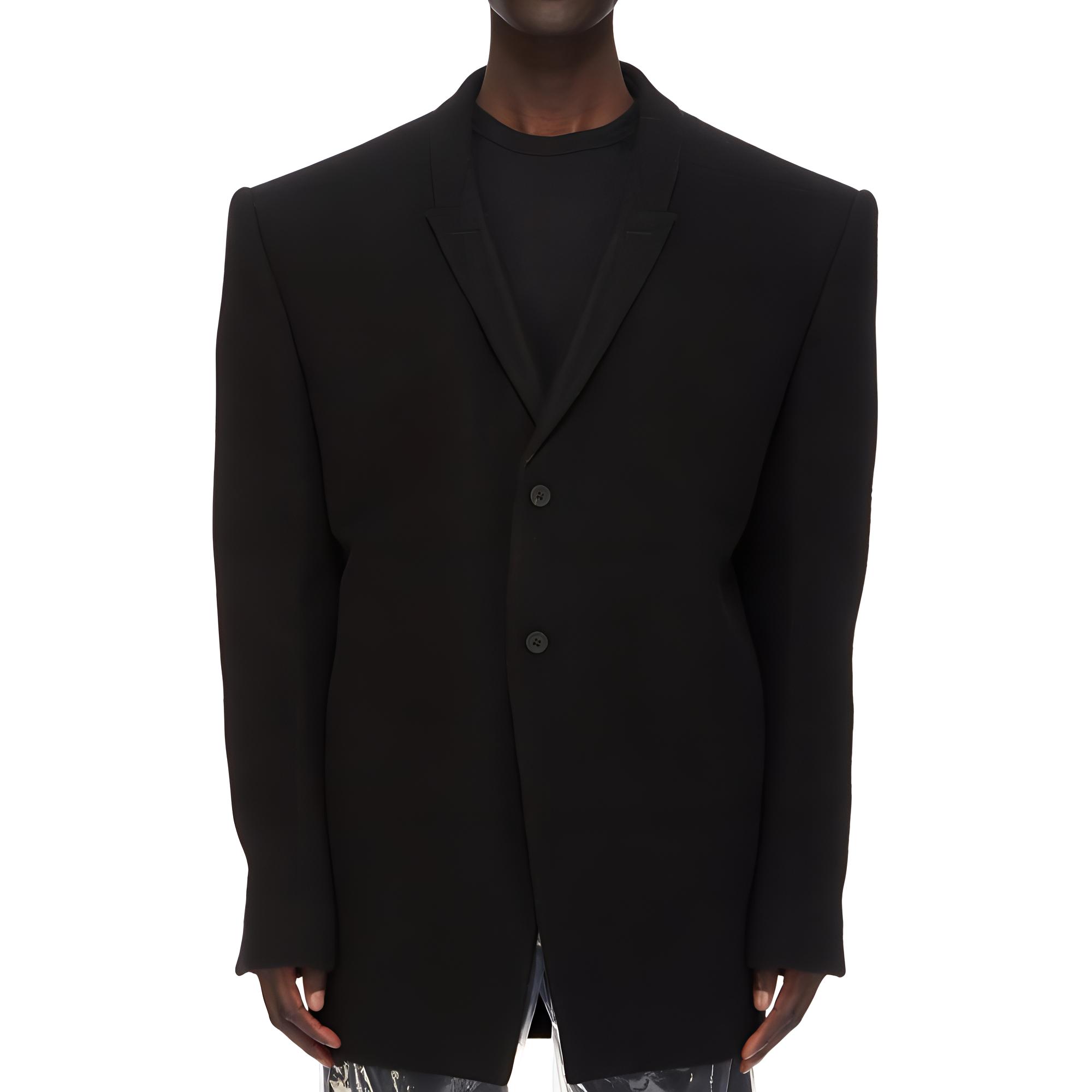 Rick Owens FW24 Black Single-Breasted Jacket with Solid Collared Design RR02D6704WLD-09