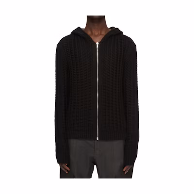Rick Owens FW24 Black Solid Zip-Up Hoodie Jacket RU02D6658KWSSE-09