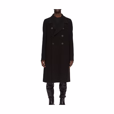 Rick Owens FW24 Double-Breasted Black Coat for Men. RU02D6982WSF-09