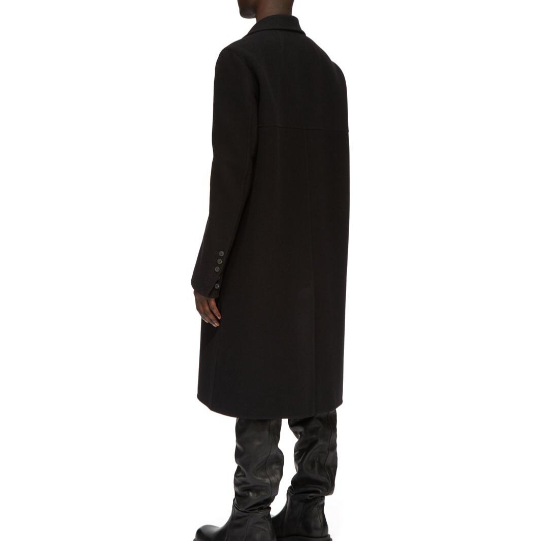 Lookbook Rick Owens 男士秋冬双排扣黑色大衣 RU02D6982WSF-09