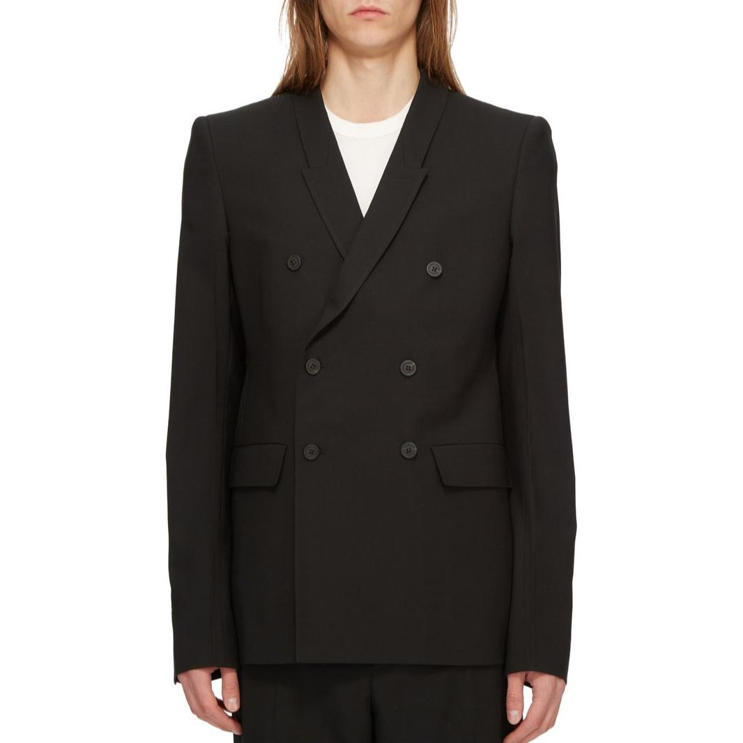 Rick Owens FW24 Double-Breasted Slit Jacket Men’s Black RU02D6732ZL-09