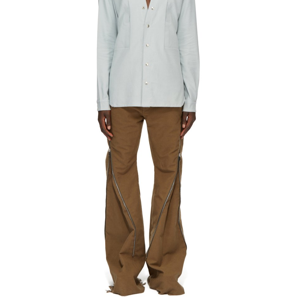 Shop Rick Owens FW24 高腰修身口袋牛仔褲 米色 男款 RU02D6343TB-35