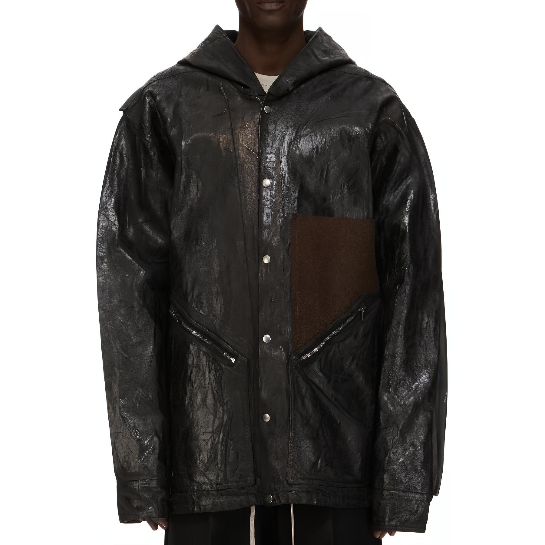 Rick Owens FW24 Oversized Hooded Pocket Jacket Black RR02D6713BMTWTY-090409