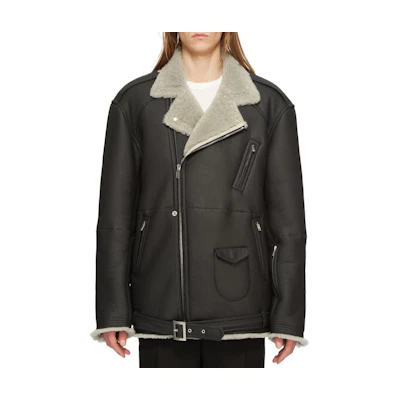 Rick Owens FW24 Oversized Zip-Up Collared Jacket Black RU02D6773LSHM-908