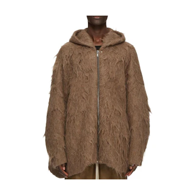 Rick Owens FW24 Oversized Zip Hoodie Jacket Light Beige RU02D6781WSH-134