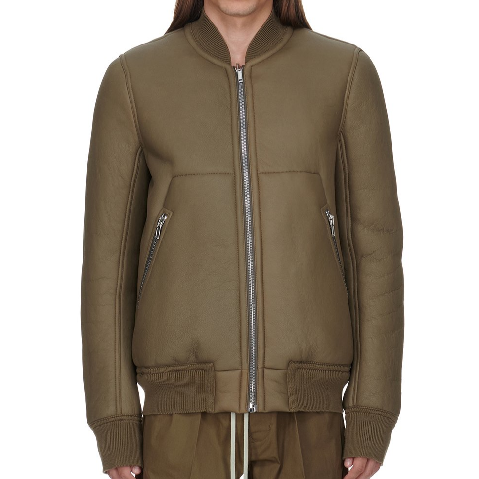 Rick Owens FW24 Reversible Ribbed Zip Jacket Green RU02D6789LSHMR-3536