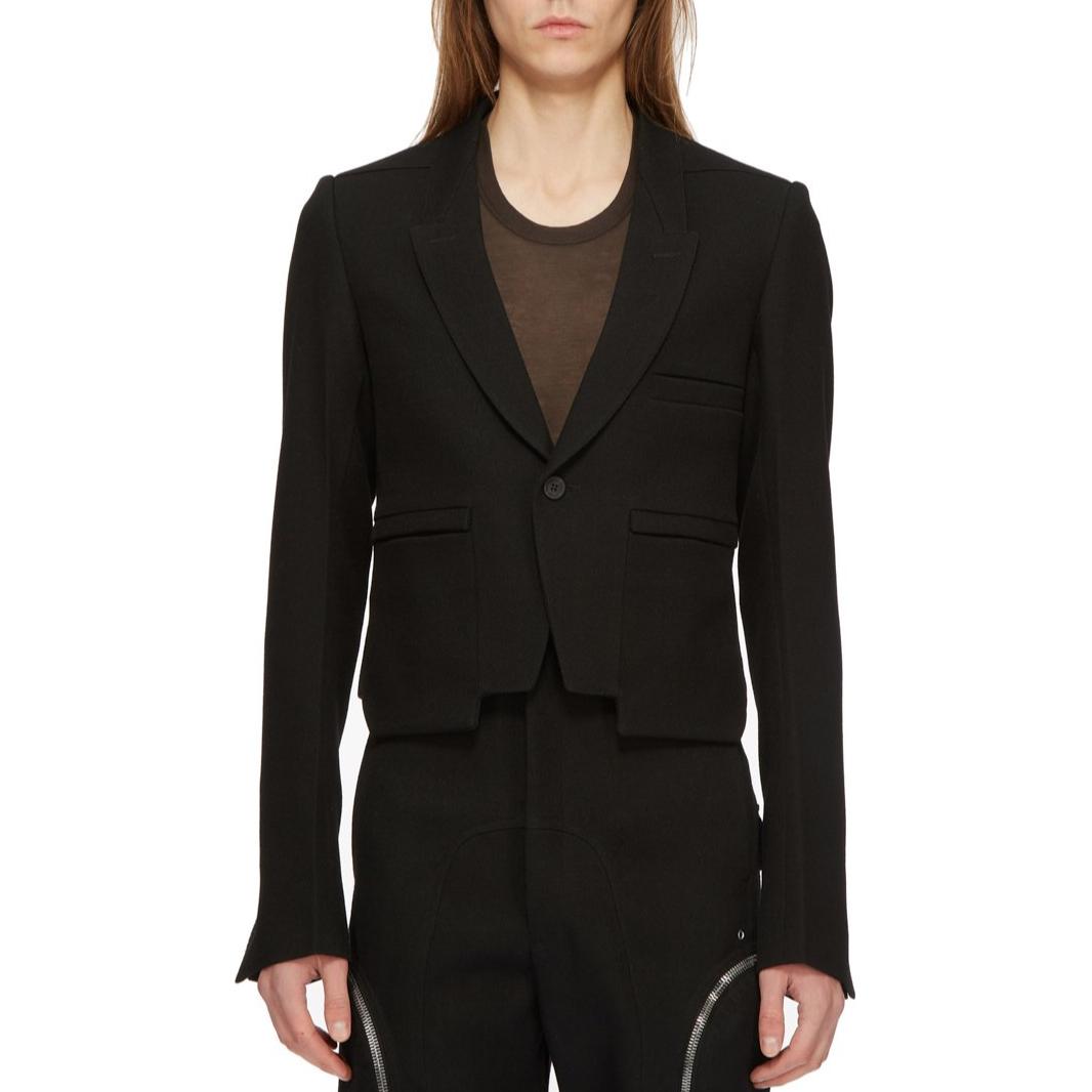 Rick Owens FW24 Single-Breasted Black Jacket for Men RU02D6737WD-09