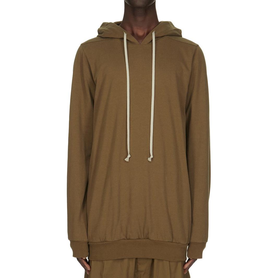 Rick Owens FW24 Solid Color Hoodie Taupe - Long Sleeve Pullover Sweater RU02D6284BA-35