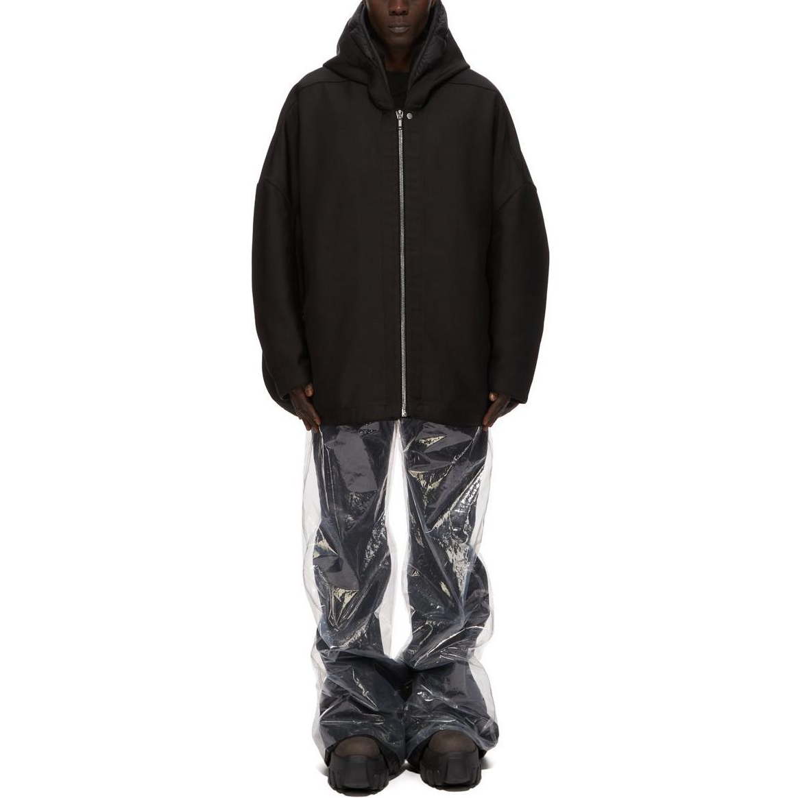 Rick Owens FW24 Solid Color Oversized Zip Hoodie Jacket Black RR02D6711HDUD2-09