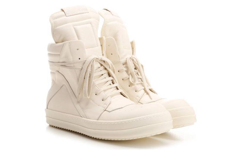 Lookbook RICK OWENS/RO Geobasket 牛皮 高筒 時尚板鞋 白色