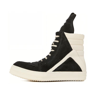 Rick Owens GeoBasket Cow Fur Black Milk