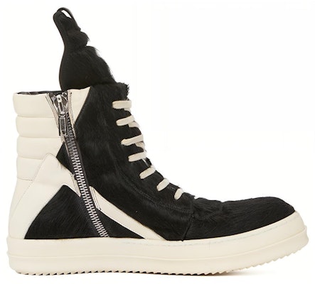 Rick Owens GeoBasket Cow Fur Black Milk RR02B2894LHL-911 Order Rick Owens GeoBasket Cow Fur Black Milk RR02B2894LHL-911