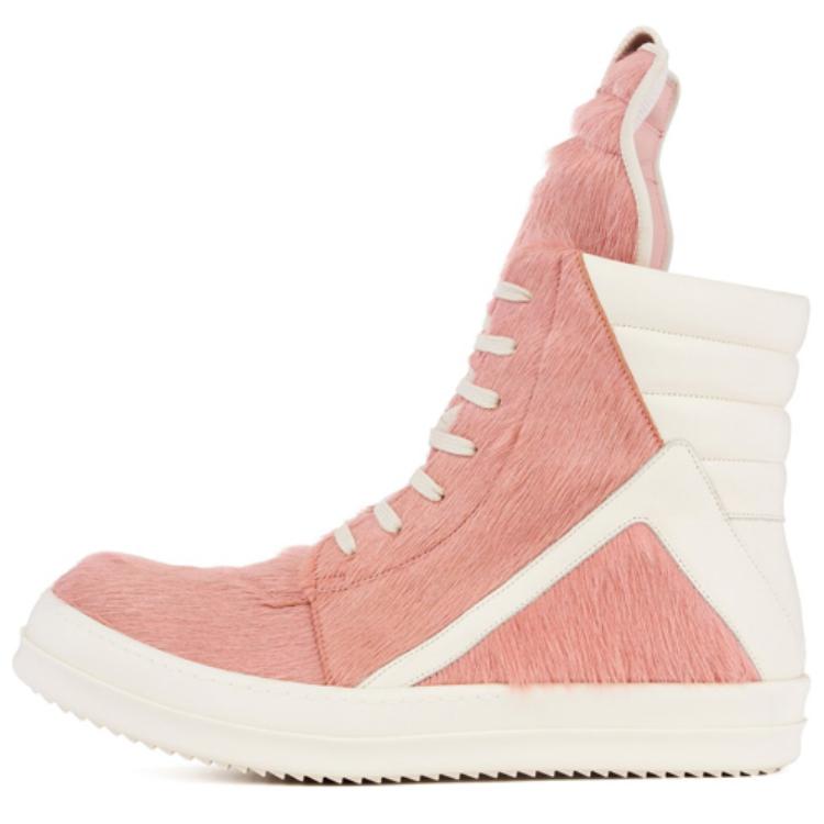 Rick Owens GeoBasket Cow Fur Dusty Pink Milk RR02B2894LHL-8311