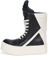 Rick Owens Geobasket High-Top Sneakers Black Leather Contrast Lace-Up RU02D6855LCO-911 Rick Owens Geobasket High-Top Sneakers Black Leather Contrast Lace-Up RU02D6855LCO-911