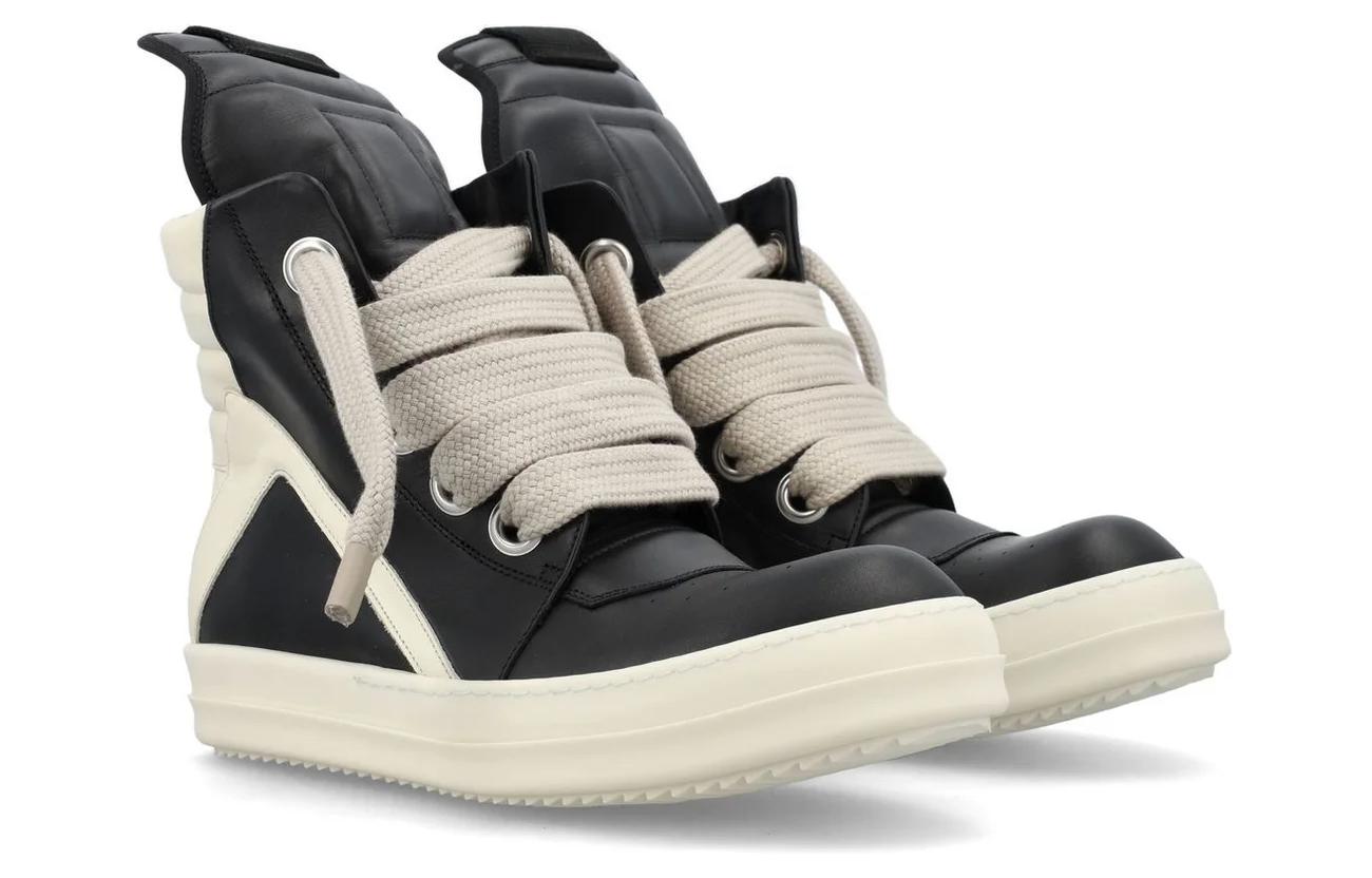 Shop Rick Owens GeoBasket Oversized Eyelet Milk ''Zwart'' Sneakers RU01B1894LPOW1-9111