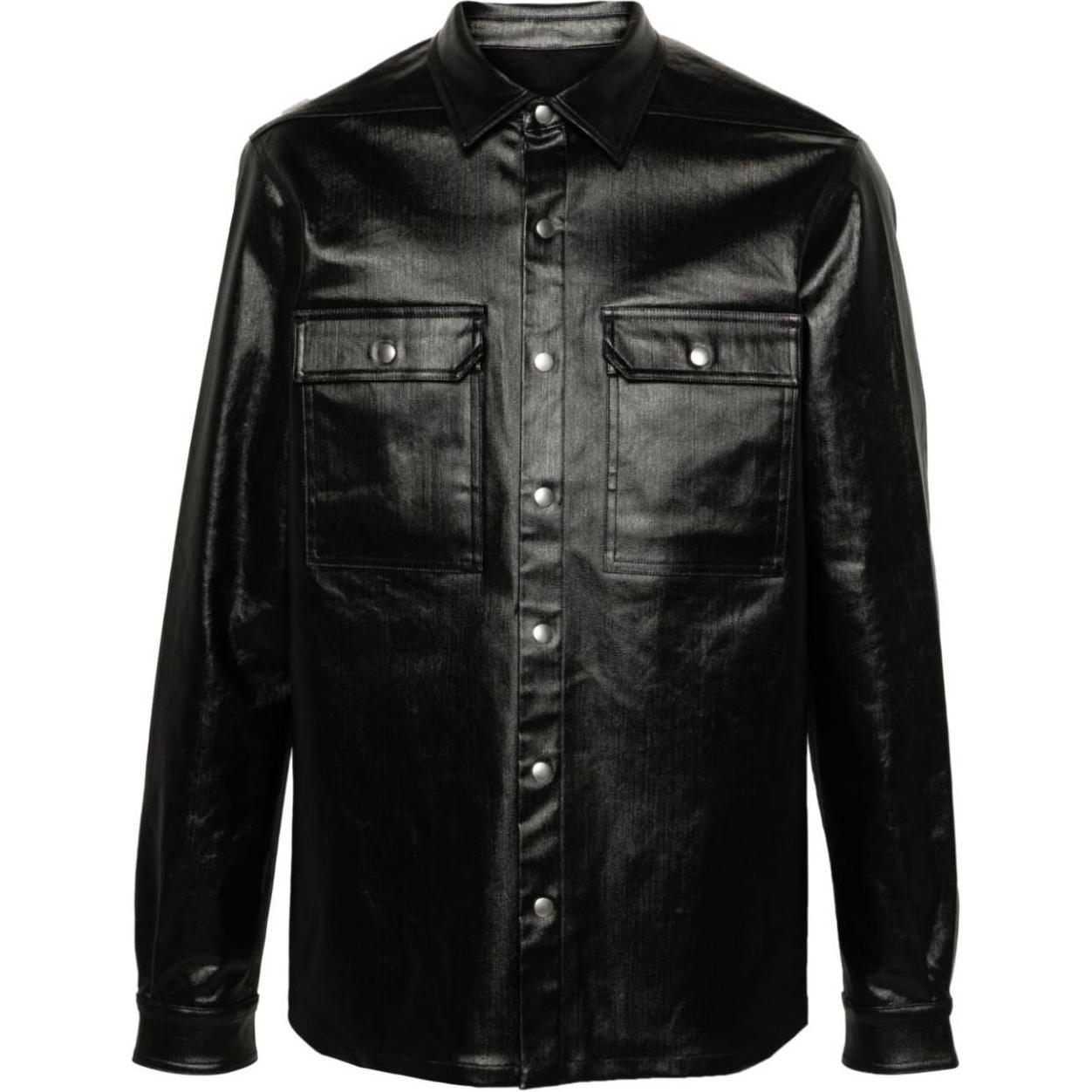 Rick Owens Glossy Single-Breasted Long Sleeve Jacket Black RU02D6729SCT-09