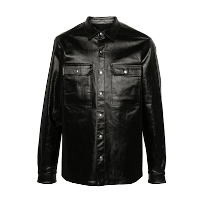 Rick Owens Glossy Single-Breasted Long Sleeve Jacket Black RU02D6729SCT-09