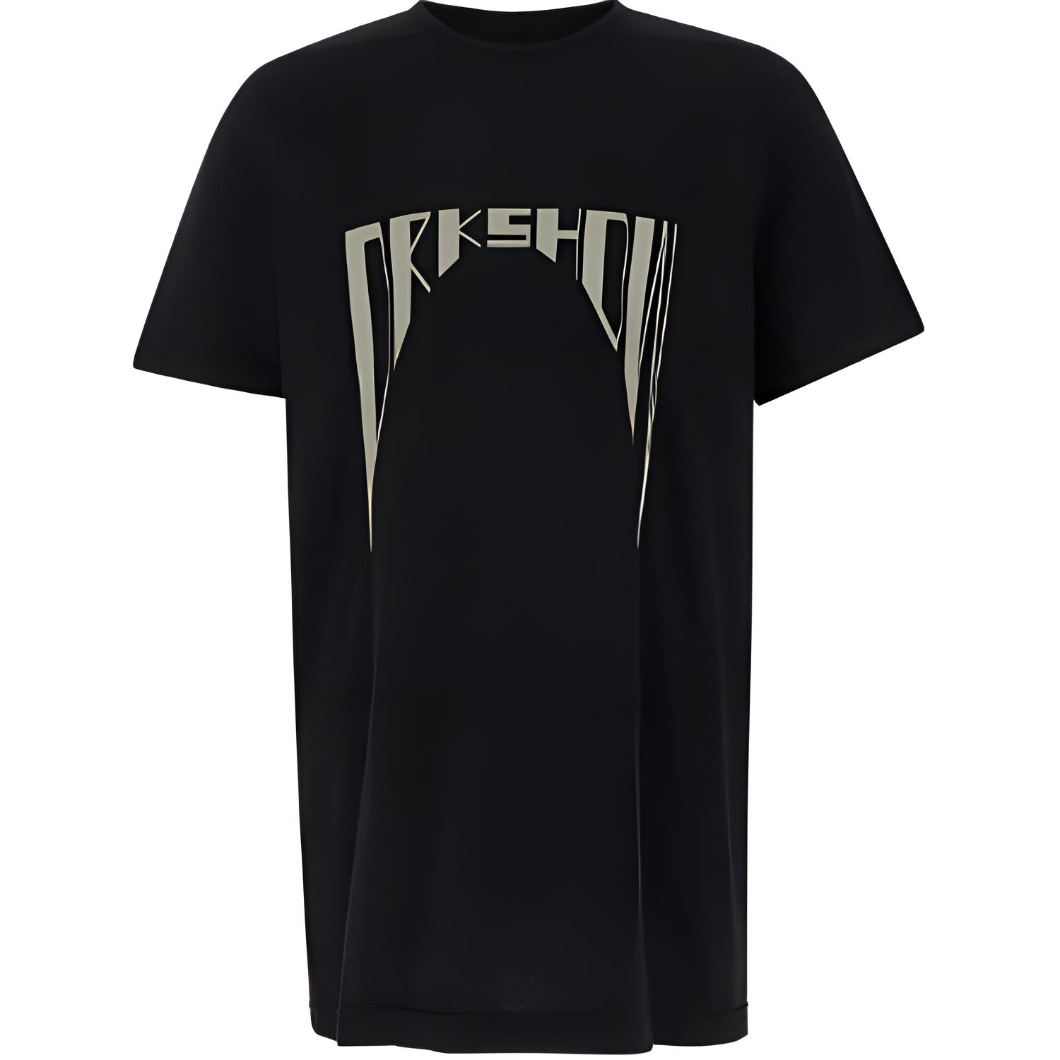 RICK OWENS Graphic Print Crewneck Straight-Cut Black T-Shirt . DU02D2250RNEP4-0908