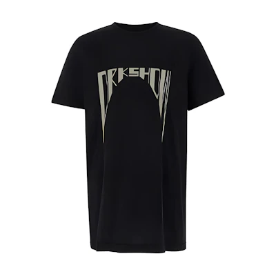 RICK OWENS Graphic Print Crewneck Straight-Cut Black T-Shirt . DU02D2250RNEP4-0908